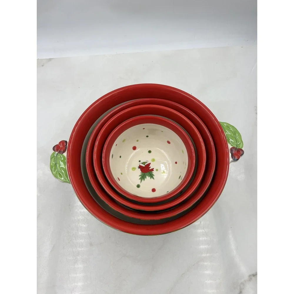 Temp-tations Winter Whimsy Nesting Mixing Bowl Set Holiday Snowman Santa Penguin
